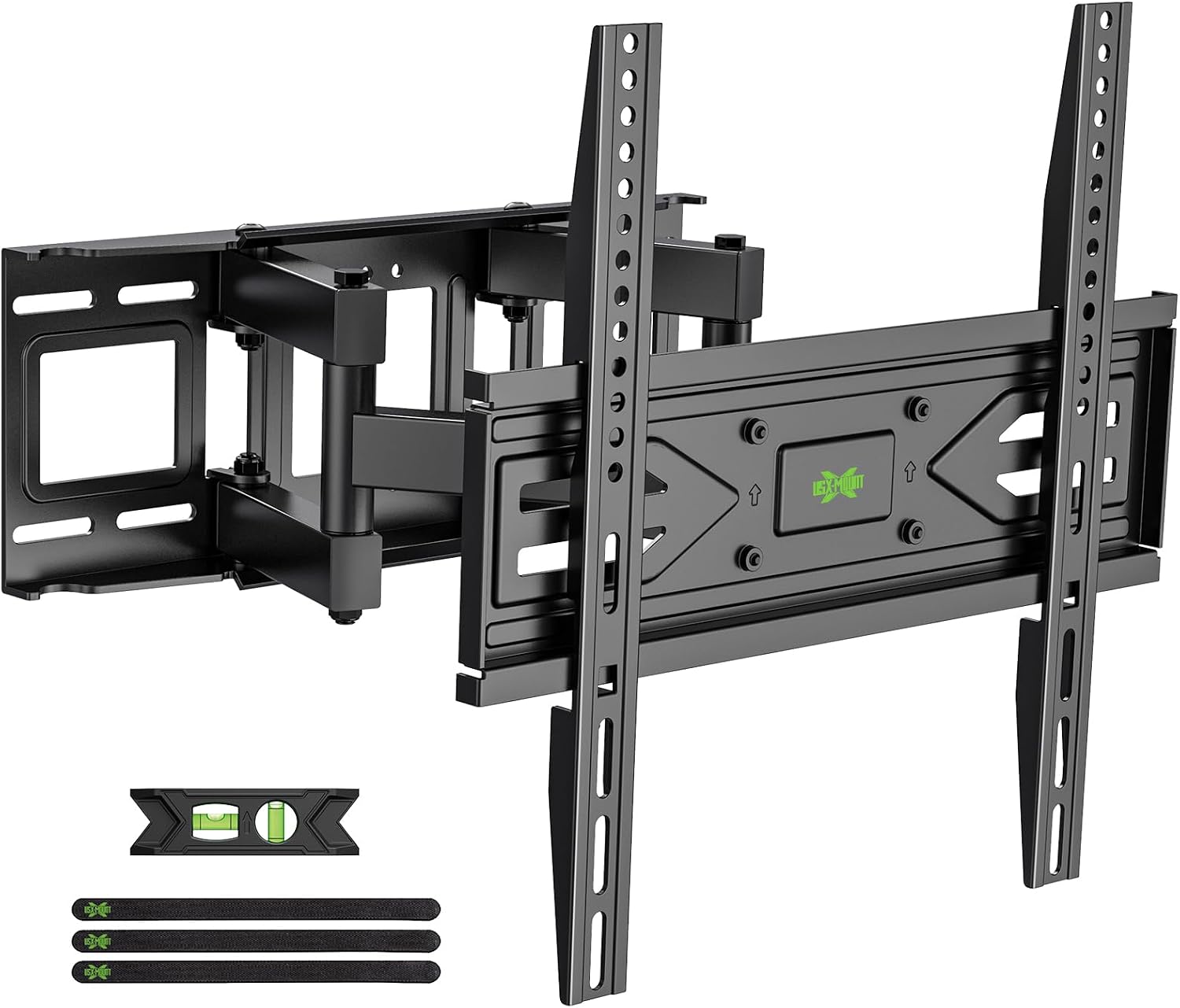 Full Motion TV Wall Mount for Most 32-70 inch TVs up to 99 lbs, Wall Mount Bracket with Dual Articulating Arms, Swivel, Tilt, Max VESA 400x400mm, TV Mount Fits 12”/16” Wood Studs---32-70 inch,99lb